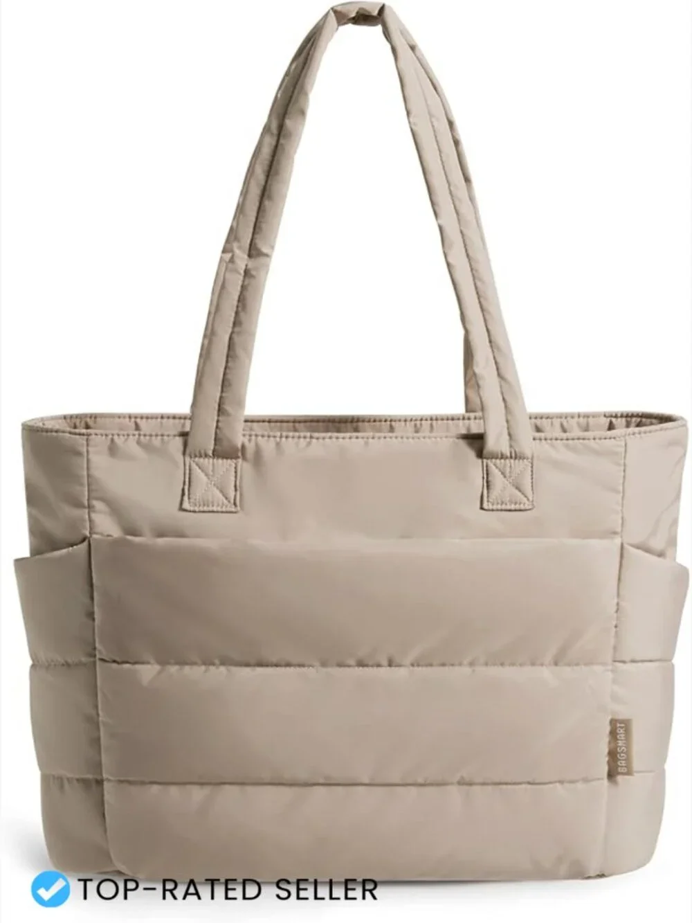 Puffy Tote Bag Lightweight Shoulder Handbag with Compartments for Travel Work